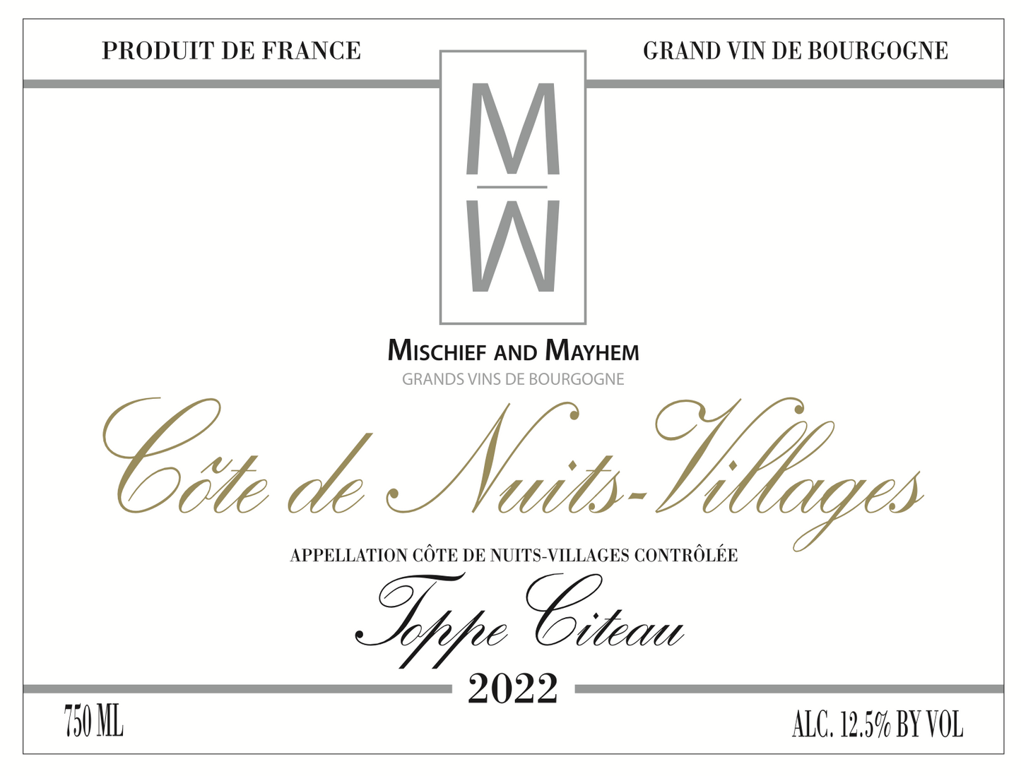 Côtes de Nuits-Villages, Toppe Citeau, 2022